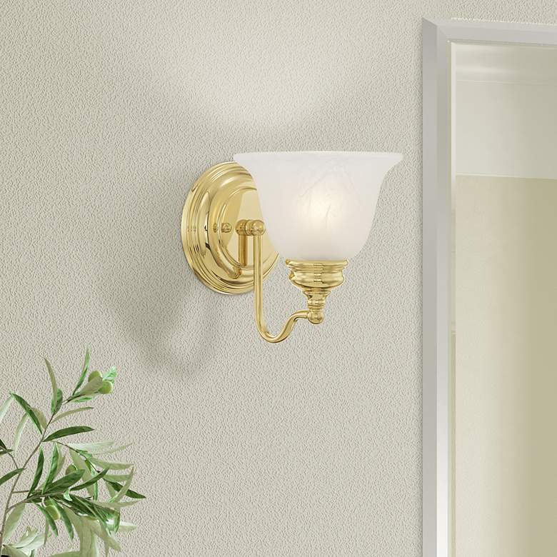 Image 1 Essex 6.25-in W 1-Light Polished Brass Arm Wall Sconce