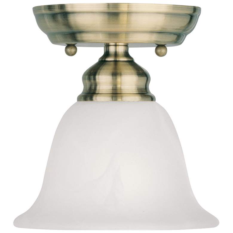 Image 1 Essex 6.25-in W Antique Brass Alabaster Glass Semi-Flush Mount Light