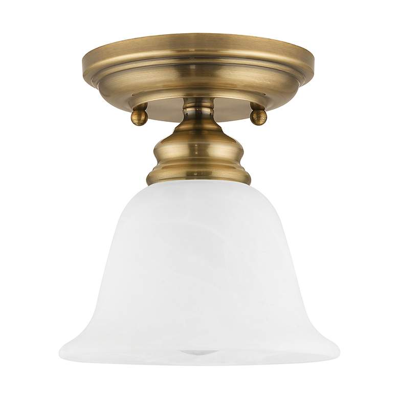 Image 3 Essex 6.25-in W Antique Brass Alabaster Glass Semi-Flush Mount Light more views