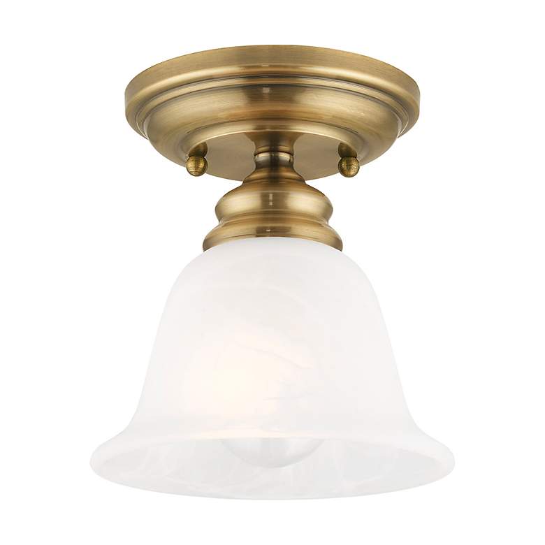 Image 4 Essex 6.25-in W Antique Brass Alabaster Glass Semi-Flush Mount Light more views