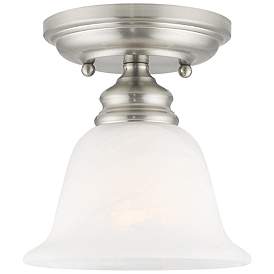 Image2 of Essex 6.25-in W Brushed Nickel Alabaster Glass Semi-Flush Mount Light