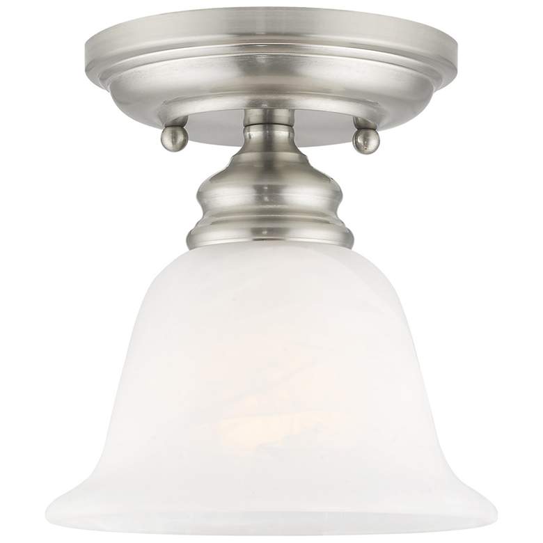 Image 2 Essex 6.25-in W Brushed Nickel Alabaster Glass Semi-Flush Mount Light