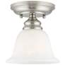 Thumbnail2 of Essex 6.25-in W Brushed Nickel Alabaster Glass Semi-Flush Mount Light