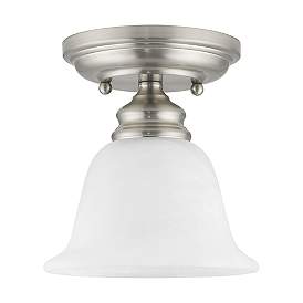 Image3 of Essex 6.25-in W Brushed Nickel Alabaster Glass Semi-Flush Mount Light more views