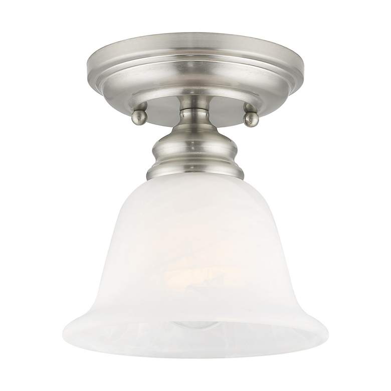 Image 4 Essex 6.25-in W Brushed Nickel Alabaster Glass Semi-Flush Mount Light more views