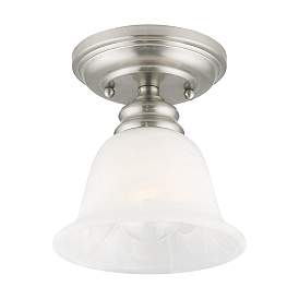 Image5 of Essex 6.25-in W Brushed Nickel Alabaster Glass Semi-Flush Mount Light more views