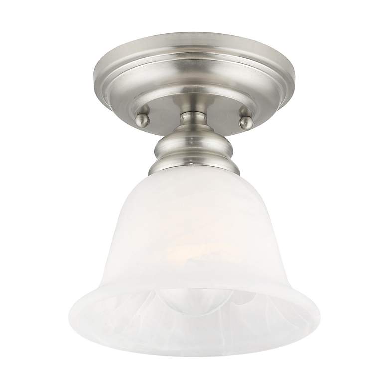 Image 5 Essex 6.25-in W Brushed Nickel Alabaster Glass Semi-Flush Mount Light more views