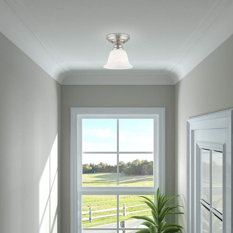 Image 6 Essex 6.25-in W Brushed Nickel Alabaster Glass Semi-Flush Mount Light more views