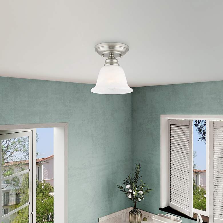Image 7 Essex 6.25-in W Brushed Nickel Alabaster Glass Semi-Flush Mount Light more views
