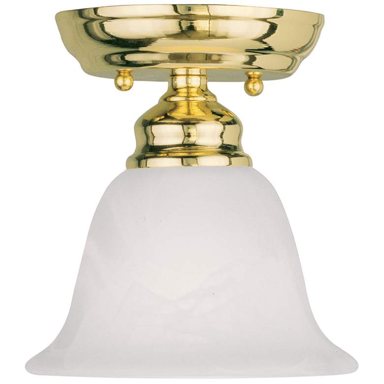 Image 1 Essex 6.25-in W Polished Brass Alabaster Glass Semi-Flush Mount Light