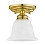Thumbnail3 of Essex 6.25-in W Polished Brass Alabaster Glass Semi-Flush Mount Light more views