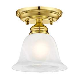 Image5 of Essex 6.25-in W Polished Brass Alabaster Glass Semi-Flush Mount Light more views