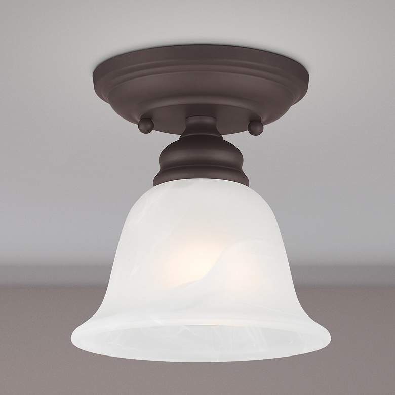 Image 1 Essex 6 1/4" Wide Bronze Bell Ceiling Light