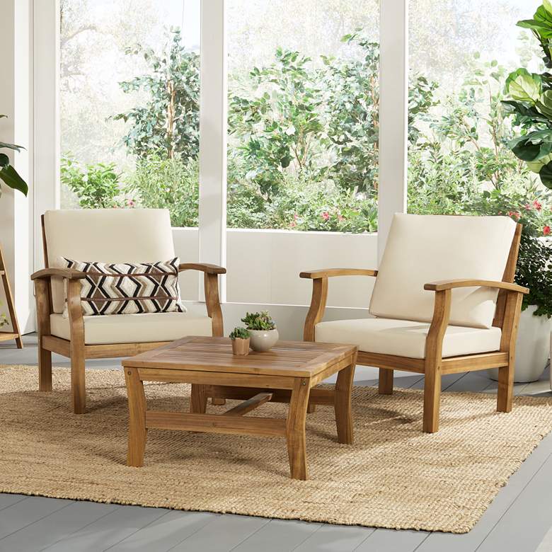 Image 1 Essex Natural Wood Outdoor Club Chairs Set of 2