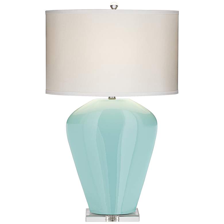 Image 1 Essie Seafoam Blue Green Glass Table Lamp