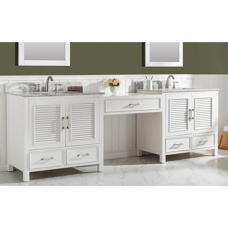 Image 1 Estate 102"W White Double Sink Bathroom Vanity Modular Set