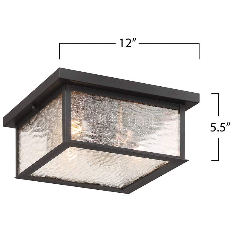 Image 6 Estate 12"W 3-Light Black Outdoor Flush Mount w/ Rain Glassware Shade more views