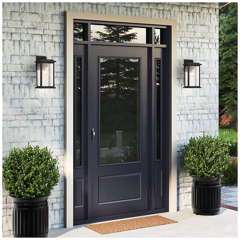 Image 5 Estate 13"H Black, Brass Outdoor Wall Sconce w/ Rain Glassware Shade more views
