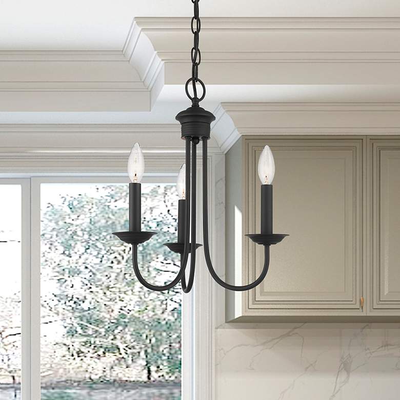 Image 1 Estate 14" Wide Black Metal 3-Light Chandelier