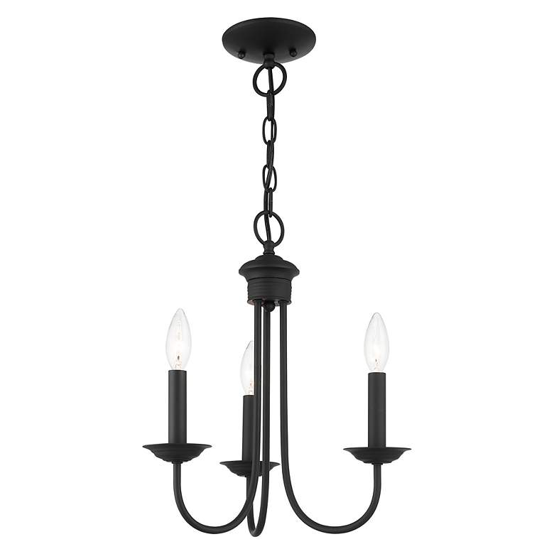 Image 5 Estate 14" Wide Black Metal 3-Light Chandelier more views