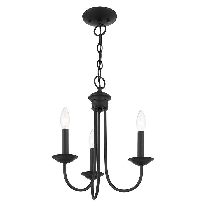 Image 6 Estate 14" Wide Black Metal 3-Light Chandelier more views