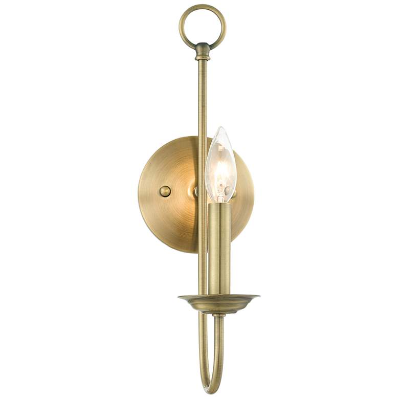Image 4 Estate 16" High Antique Brass Wall Sconce more views