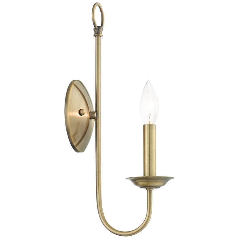 Image 5 Estate 16" High Antique Brass Wall Sconce more views