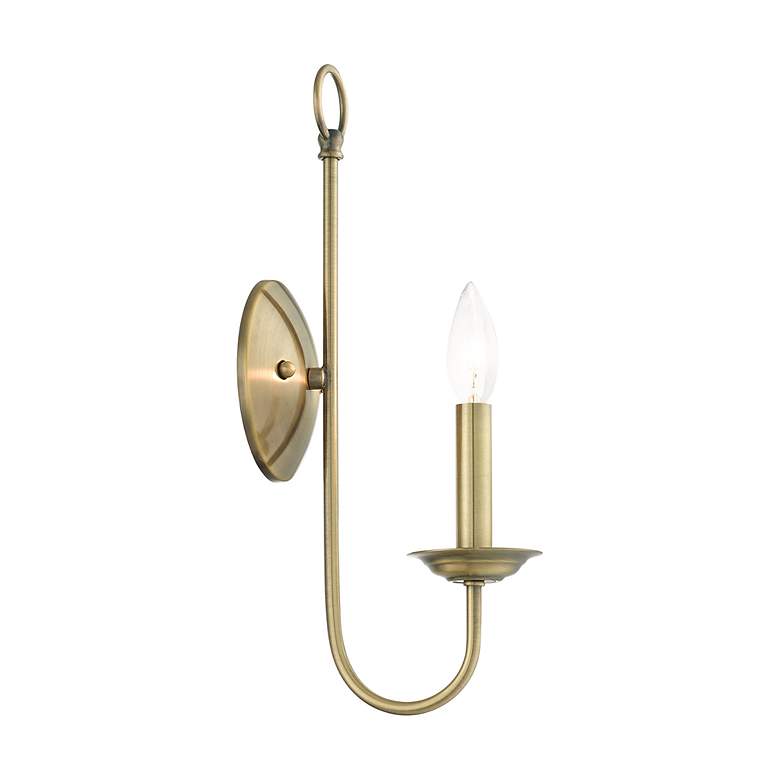 Image 7 Estate 16" High Antique Brass Wall Sconce more views