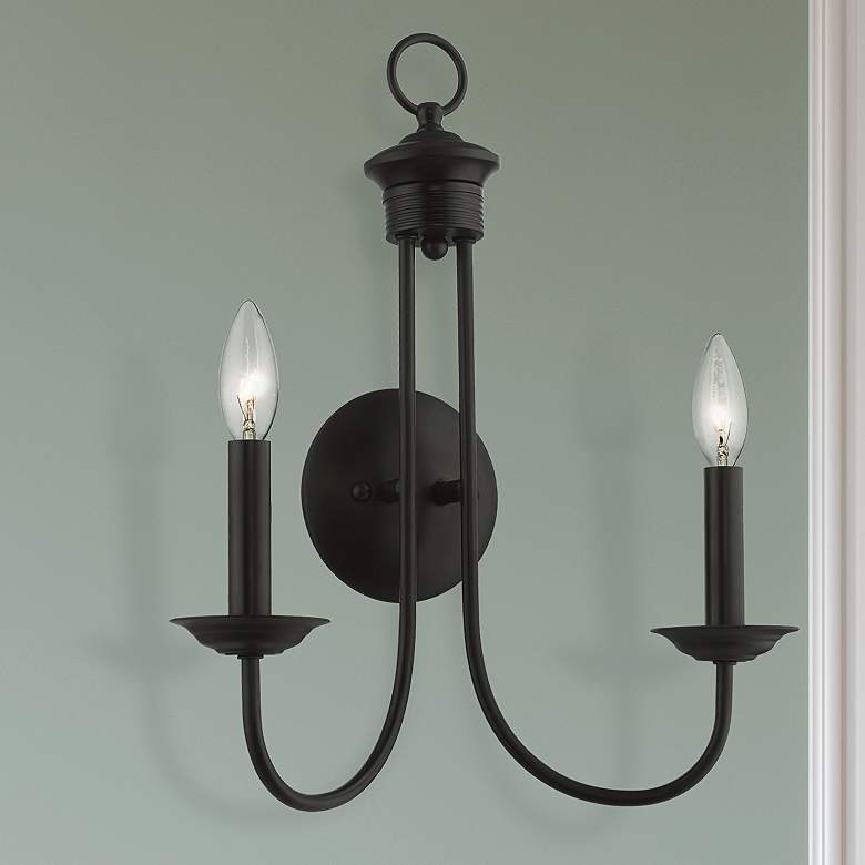 Image 1 Estate 17 1/4" High Black 2-Light Wall Sconce