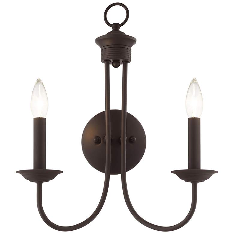 Image 1 Estate 17 1/4 inch High Bronze 2-Light Wall Sconce