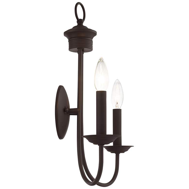 Image 4 Estate 17 1/4 inch High Bronze 2-Light Wall Sconce more views