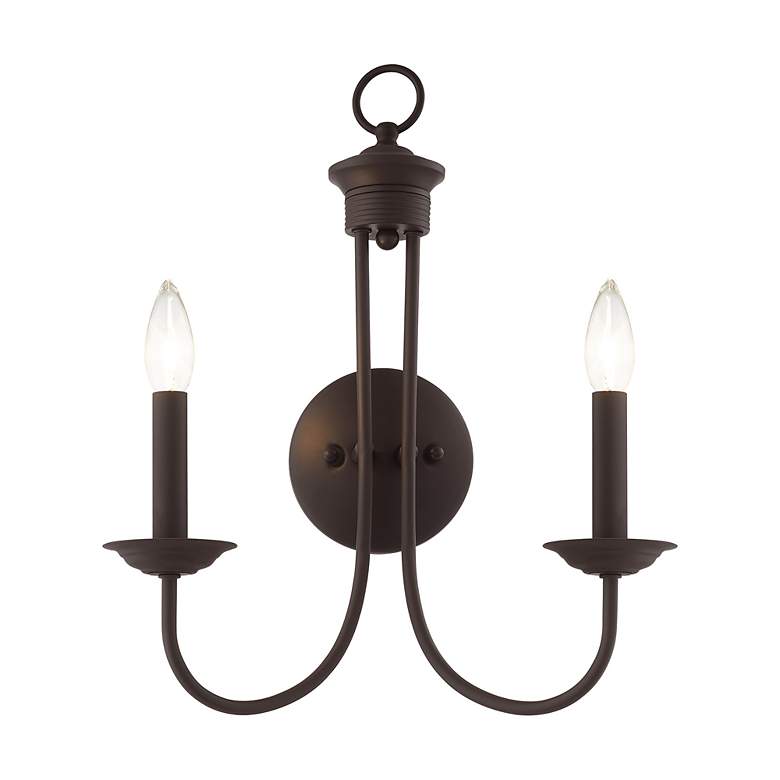 Image 6 Estate 17 1/4" High Bronze 2-Light Wall Sconce more views