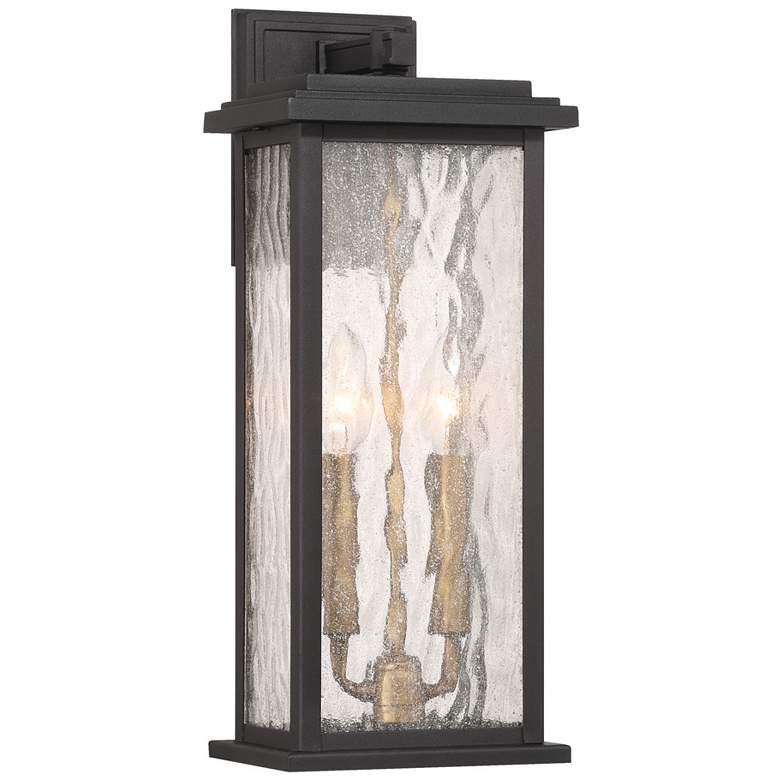 Image 1 Estate 17"H 2-Light Black Outdoor Wall Sconce w/ Rain Glassware Shade