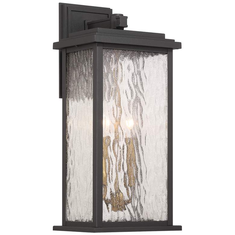 Image 1 Estate 19"H 2-Light Black Outdoor Wall Sconce w/ Rain Glassware Shade