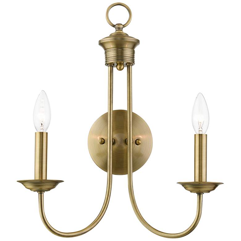 Image 3 Estate 2 Light Antique Brass Double Sconce
