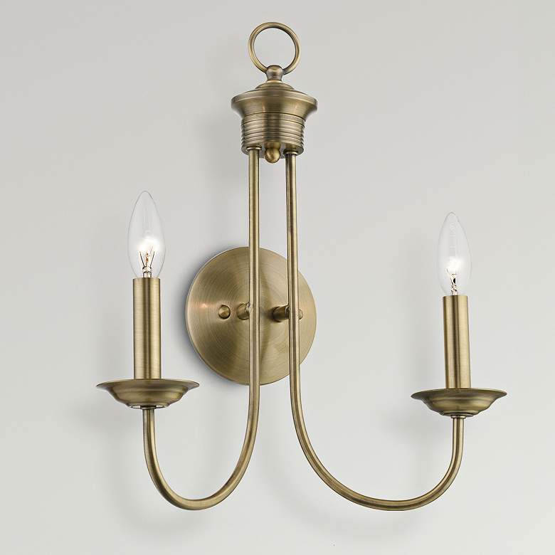 Image 2 Estate 2 Light Antique Brass Double Sconce