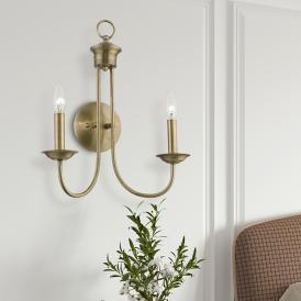 Estate 2 Light Antique Brass Double Sconce Estate 2 Light Antique Brass Double Sconce