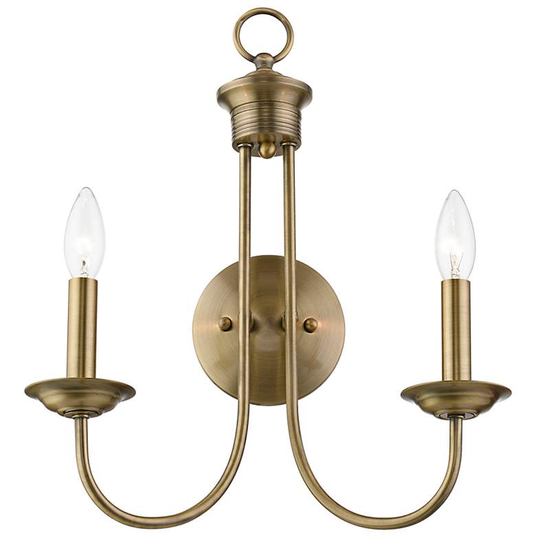Image 6 Estate 2 Light Antique Brass Double Sconce more views
