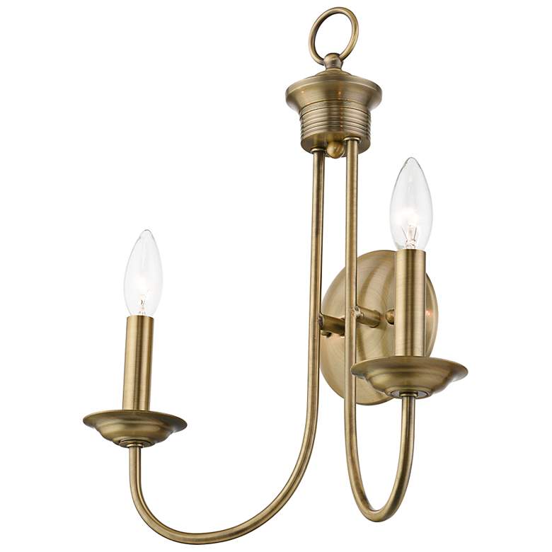 Image 7 Estate 2 Light Antique Brass Double Sconce more views