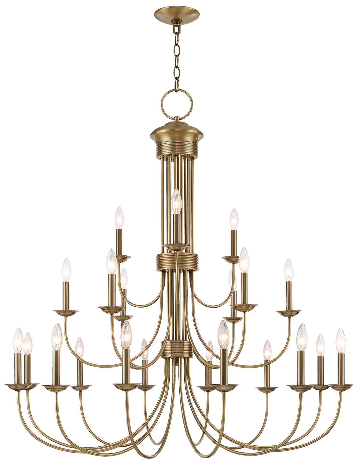 Estate 21 Light Antique Brass Foyer Chandelier 0377A Lamps Plus