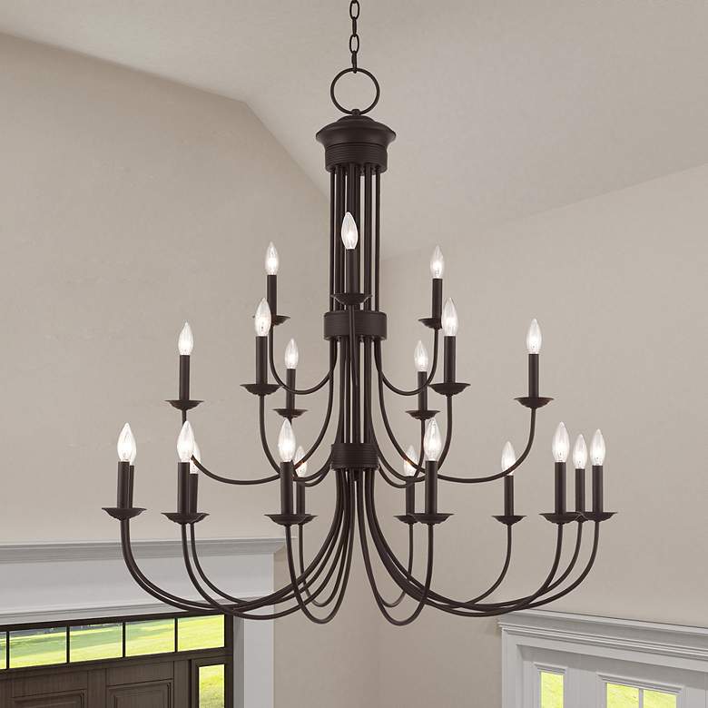 Image 1 Estate 21 Light Bronze Foyer Chandelier