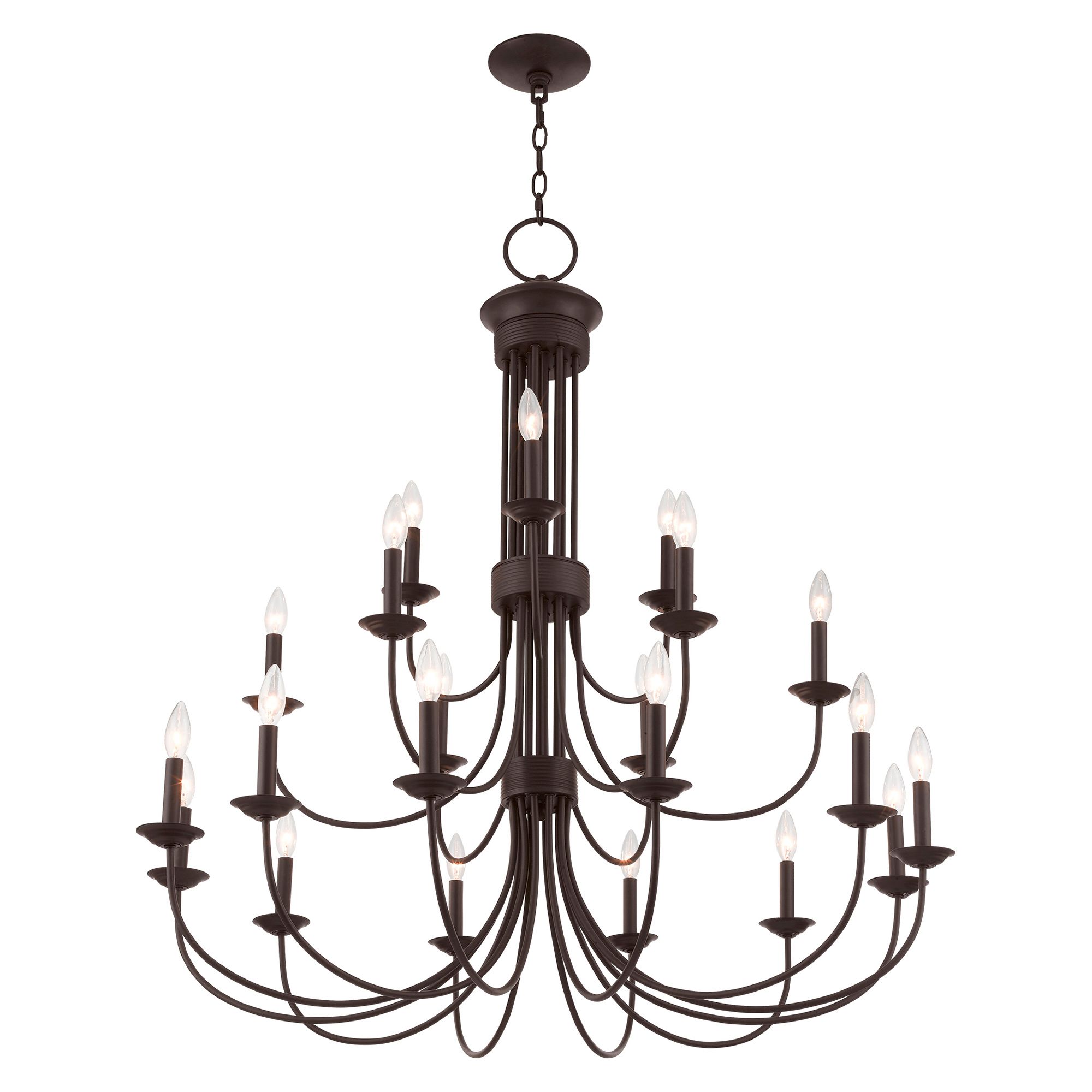 Image 6 Estate 21 Light Bronze Foyer Chandelier more views