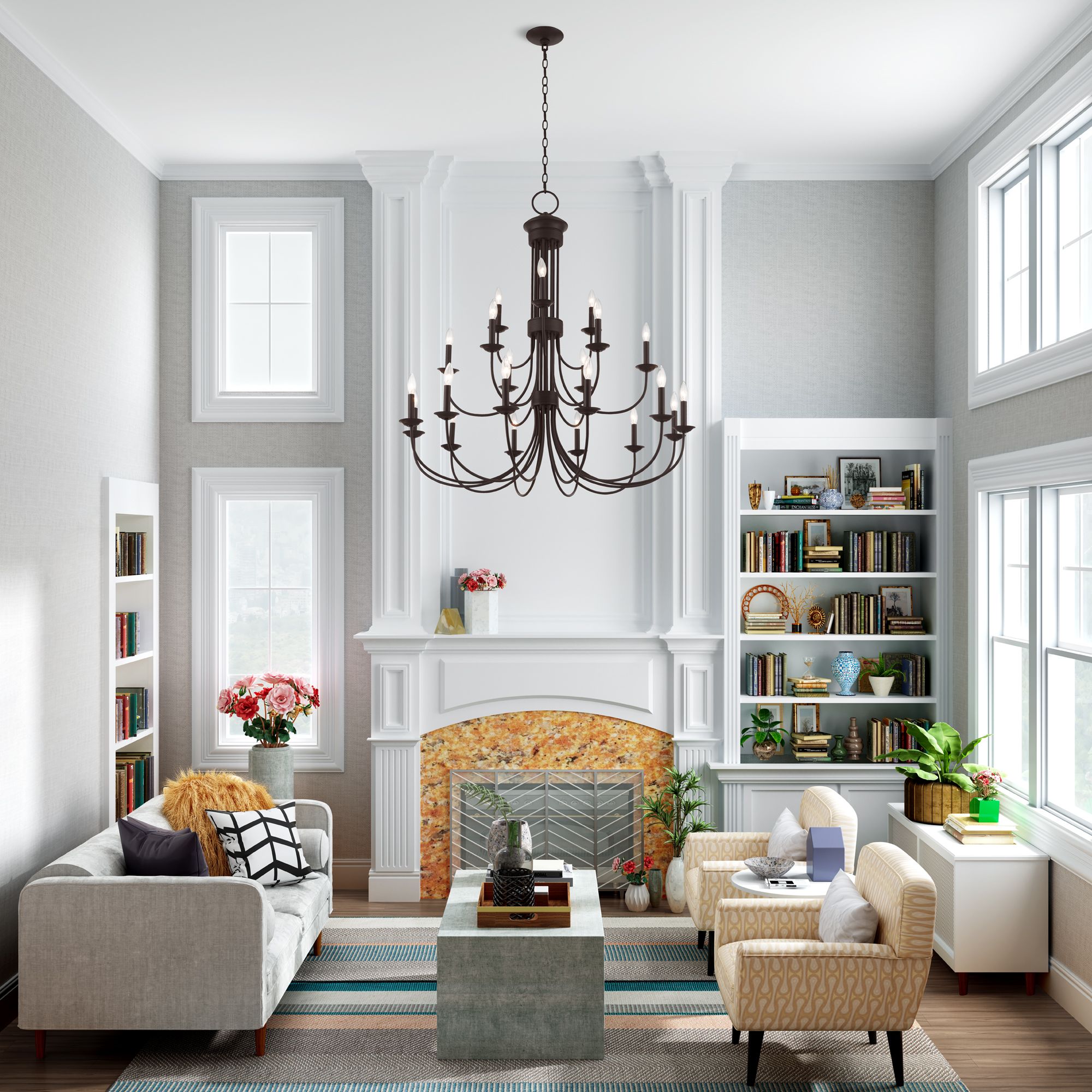 Image 7 Estate 21 Light Bronze Foyer Chandelier more views