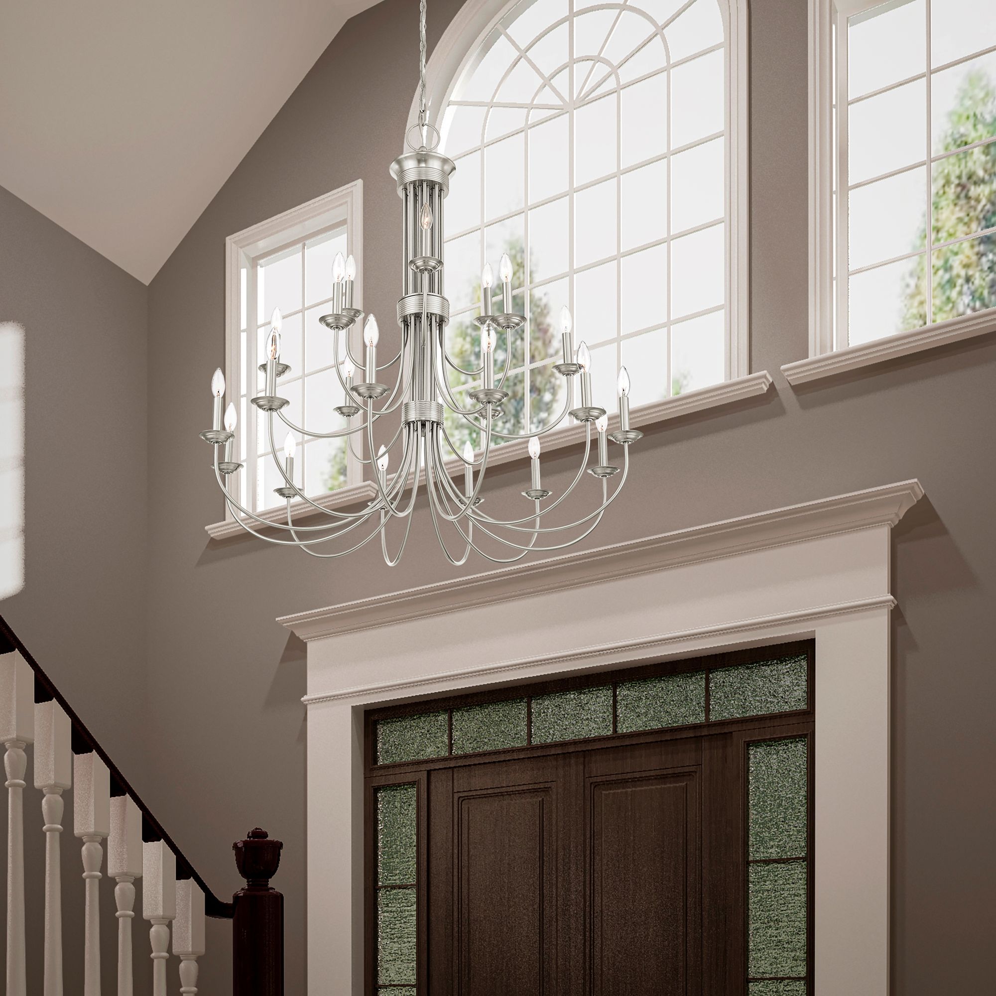 Estate 21 Light Brushed Nickel Chandelier