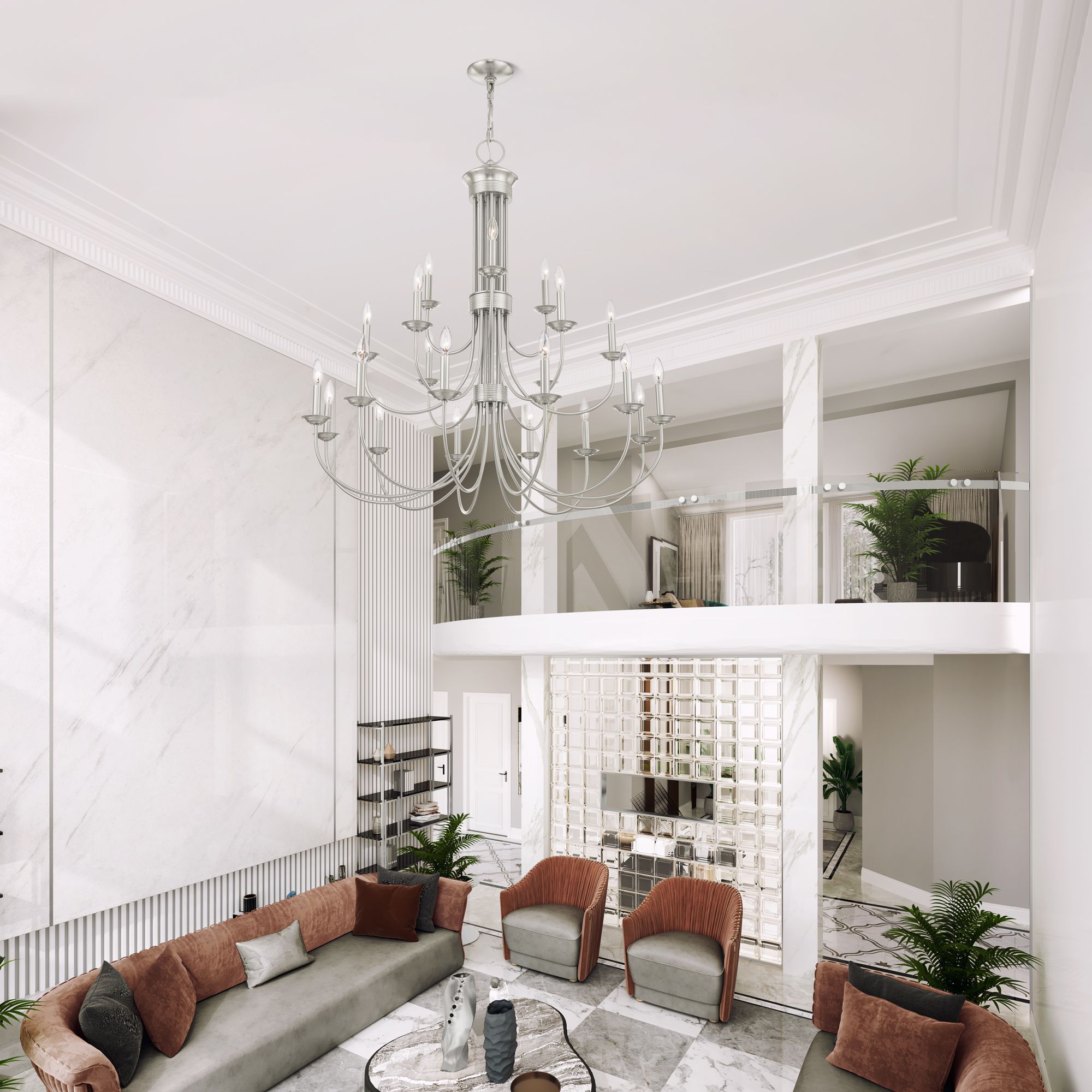 Estate 21 Light Brushed Nickel Chandelier