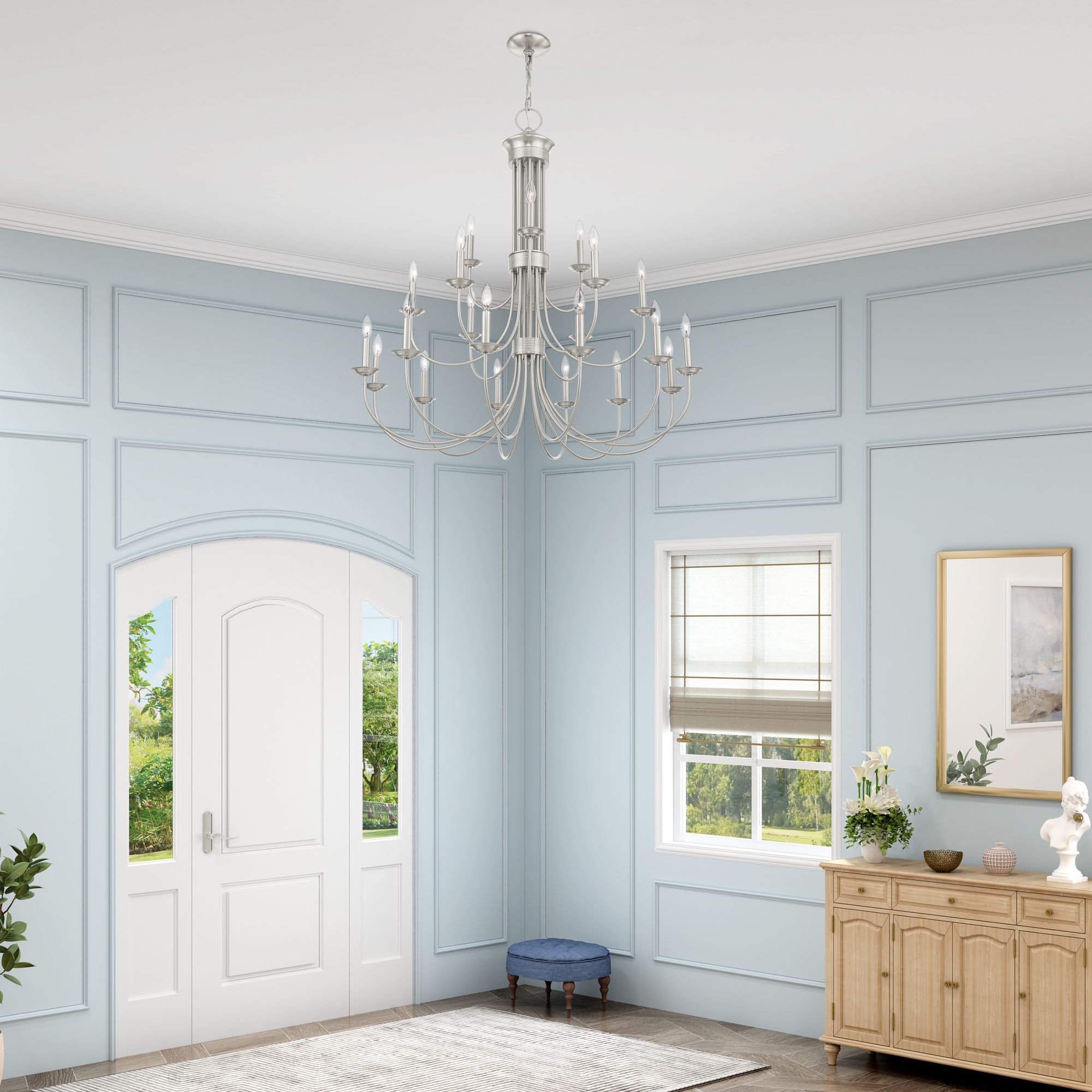 Estate 21 Light Brushed Nickel Chandelier