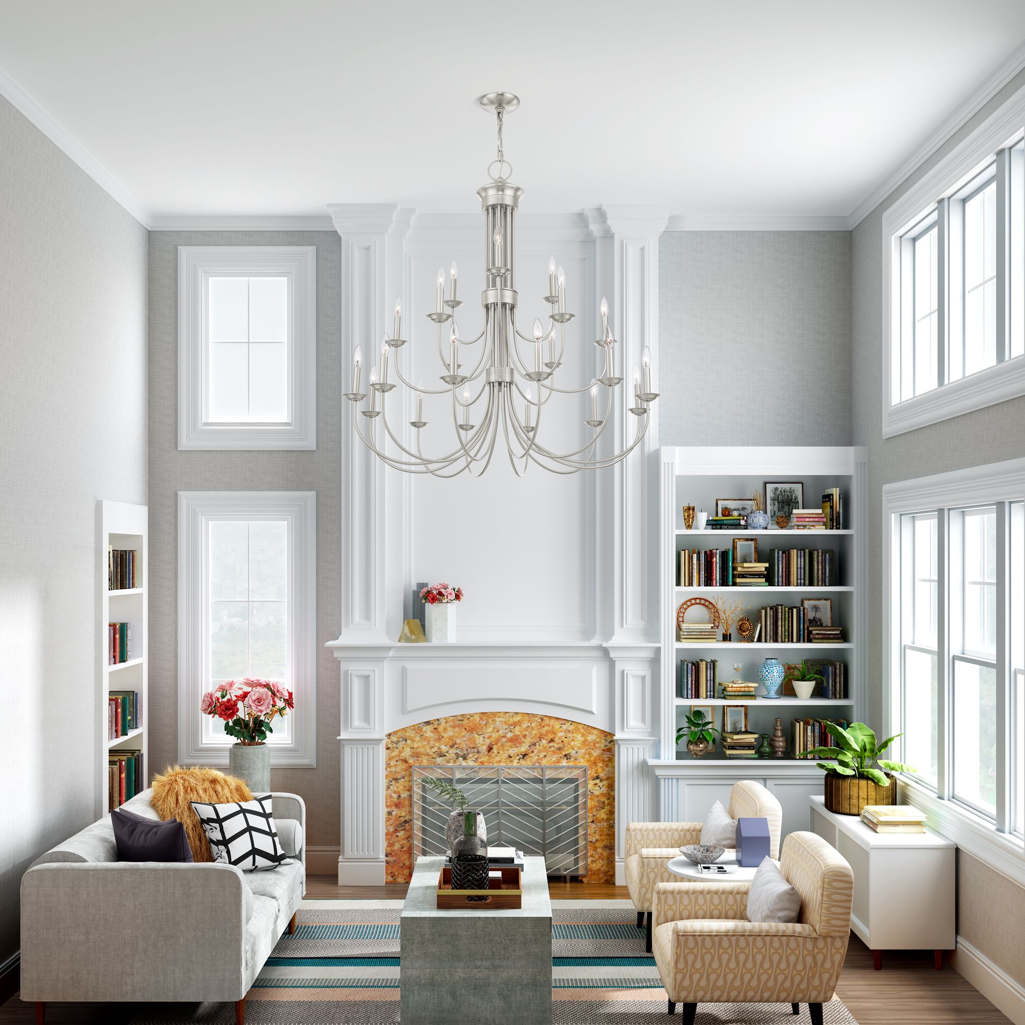 Estate 21 Light Brushed Nickel Chandelier