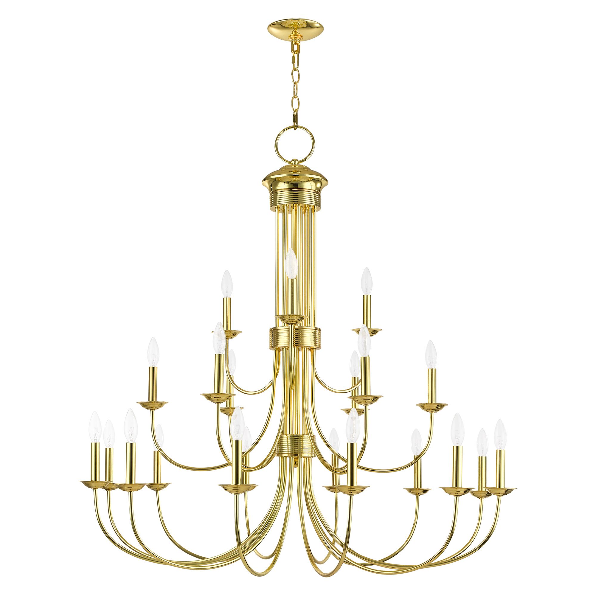 Image 3 Estate 21 Light Polished Brass Foyer Chandelier more views