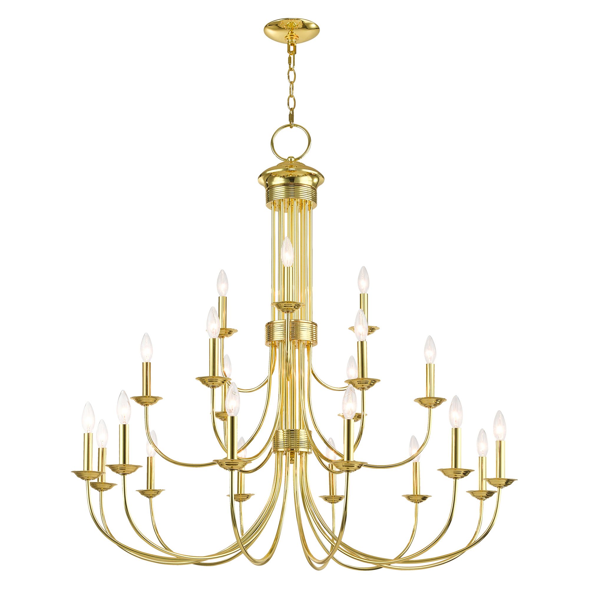 Image 4 Estate 21 Light Polished Brass Foyer Chandelier more views