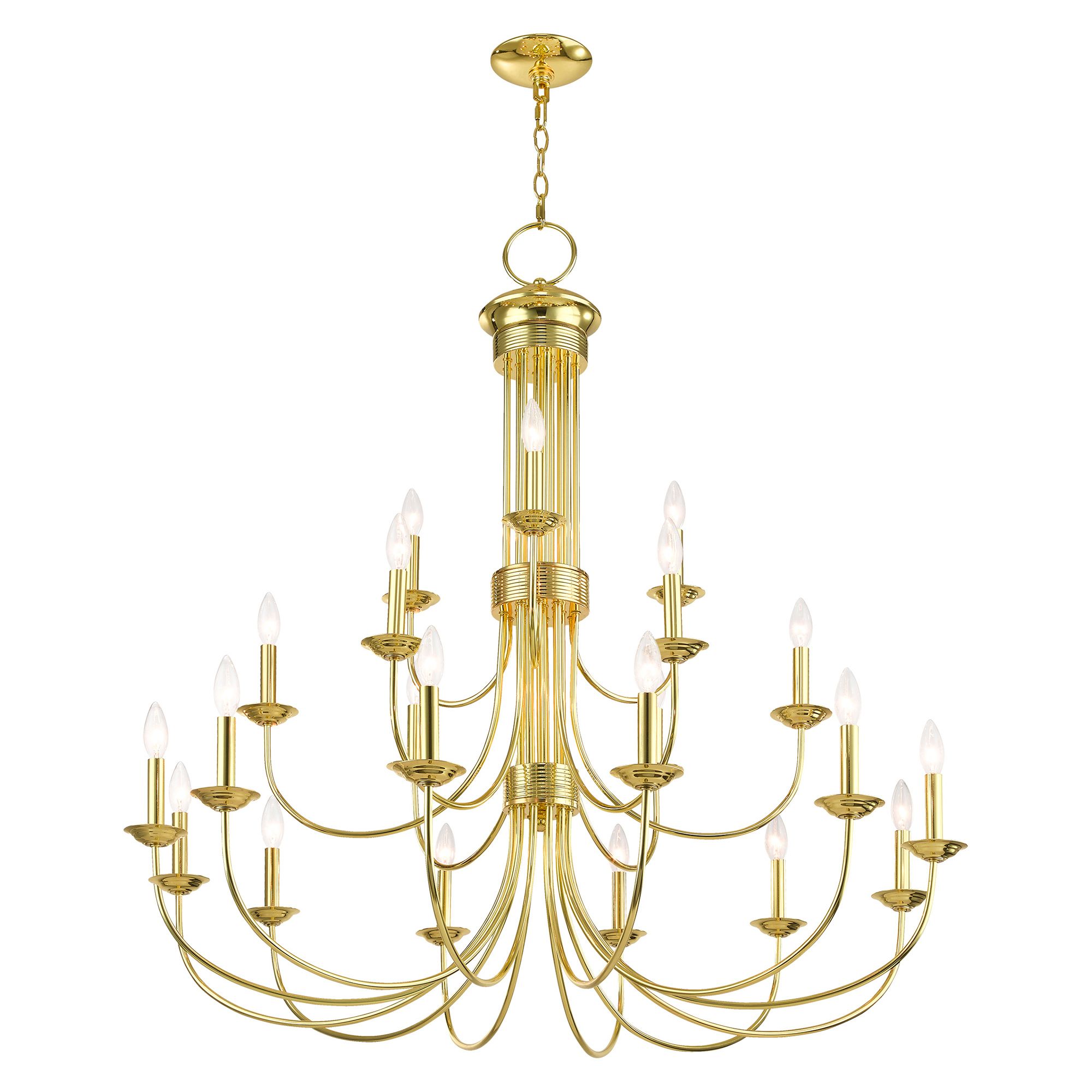 Image 5 Estate 21 Light Polished Brass Foyer Chandelier more views